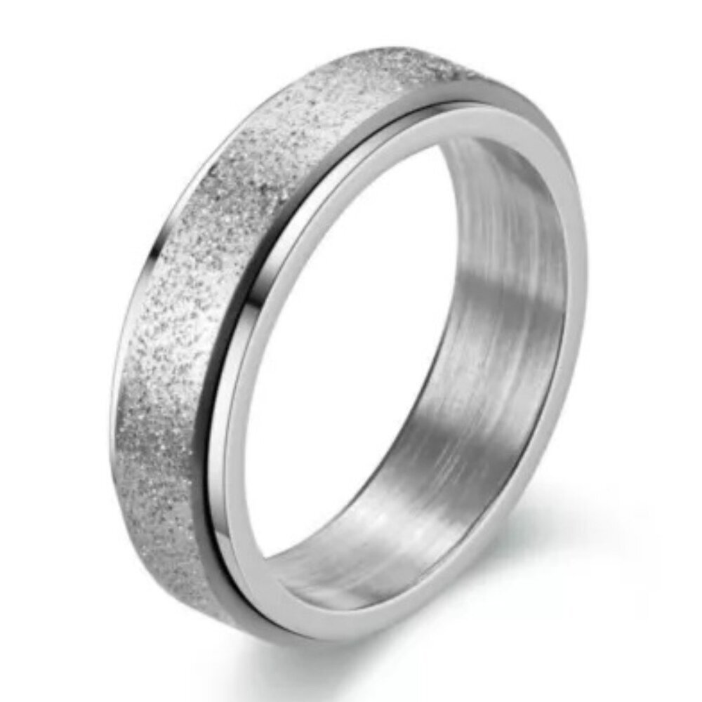 Stainless Steel Spinner Fidget Ring For Anxiety NEW Size 10 Sparkle Design